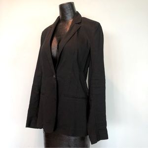 Theory Linen-Blend Black One-Button Blazer Jacket (Size 4)